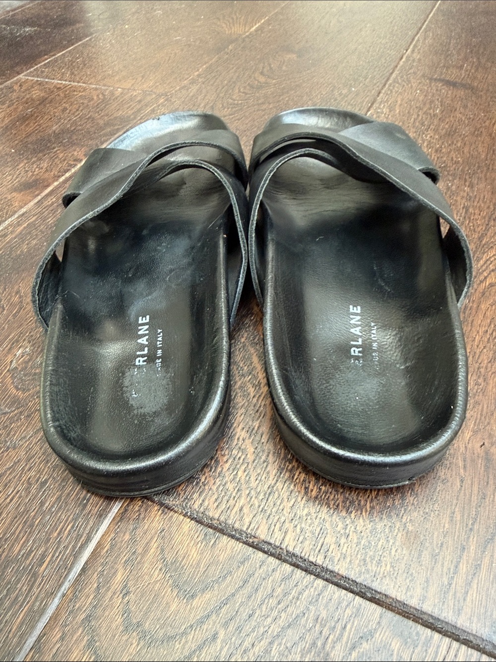 Everlane The Form Crossover Strap Leather Sandals - Black, Size 10 - Picture 7 of 8